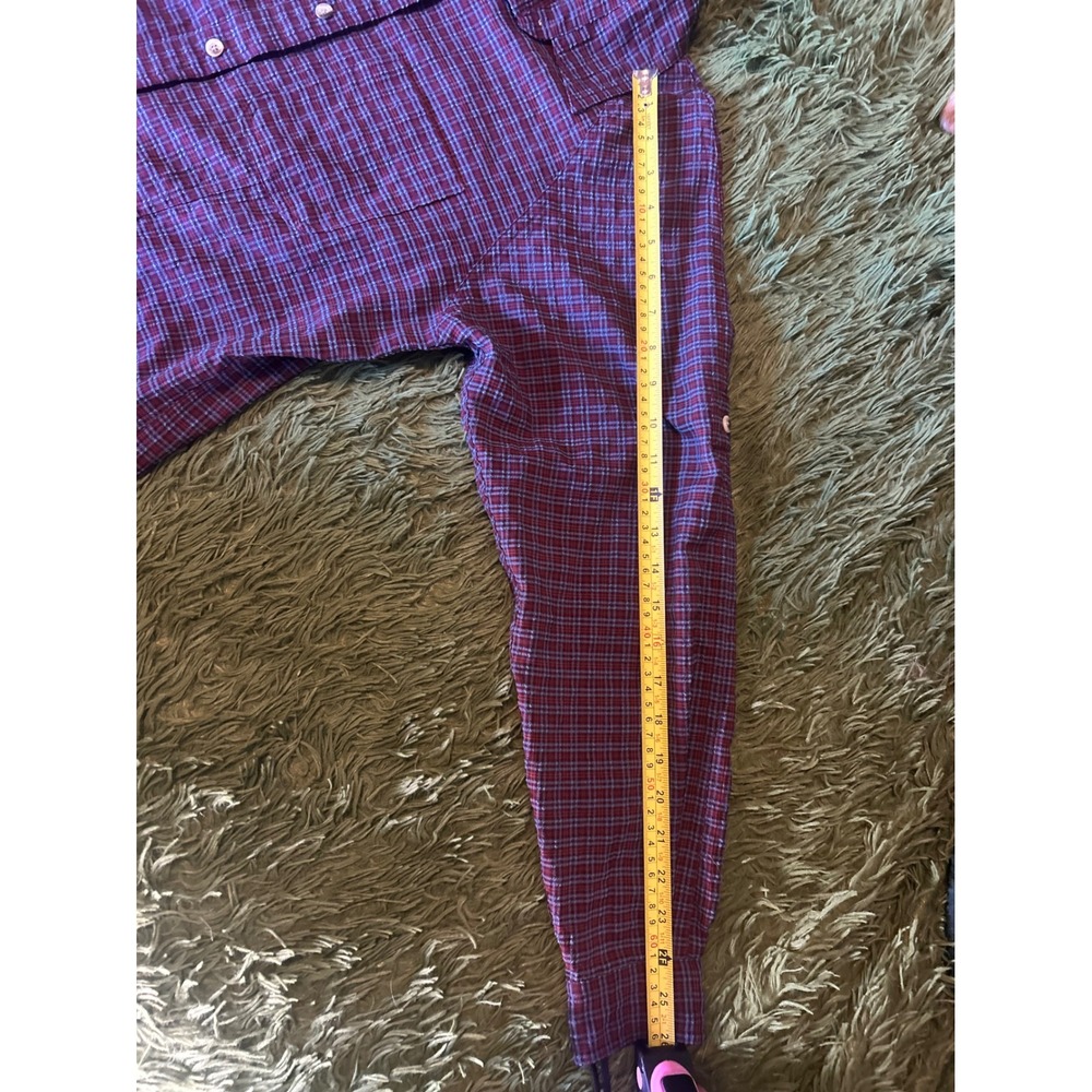 L.L. Bean Shirt Womens Medium Purple Plaid Roll-Tab Sleeve Outdoor Casual VTG - Picture 5 of 8